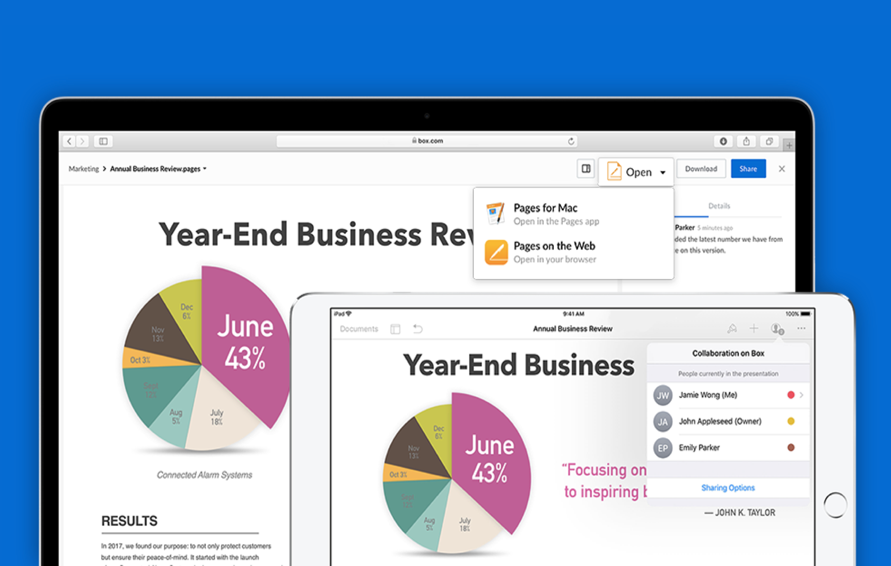 Box and iWork: real-time collaboration on Pages, Numbers, and